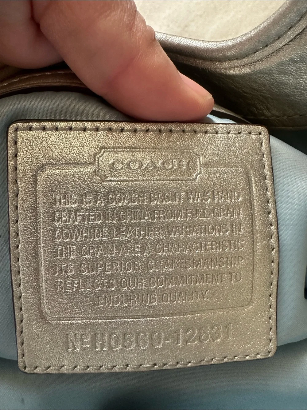 Coach Silver Leather Shoulder Bag with Kiss-Lock Frame